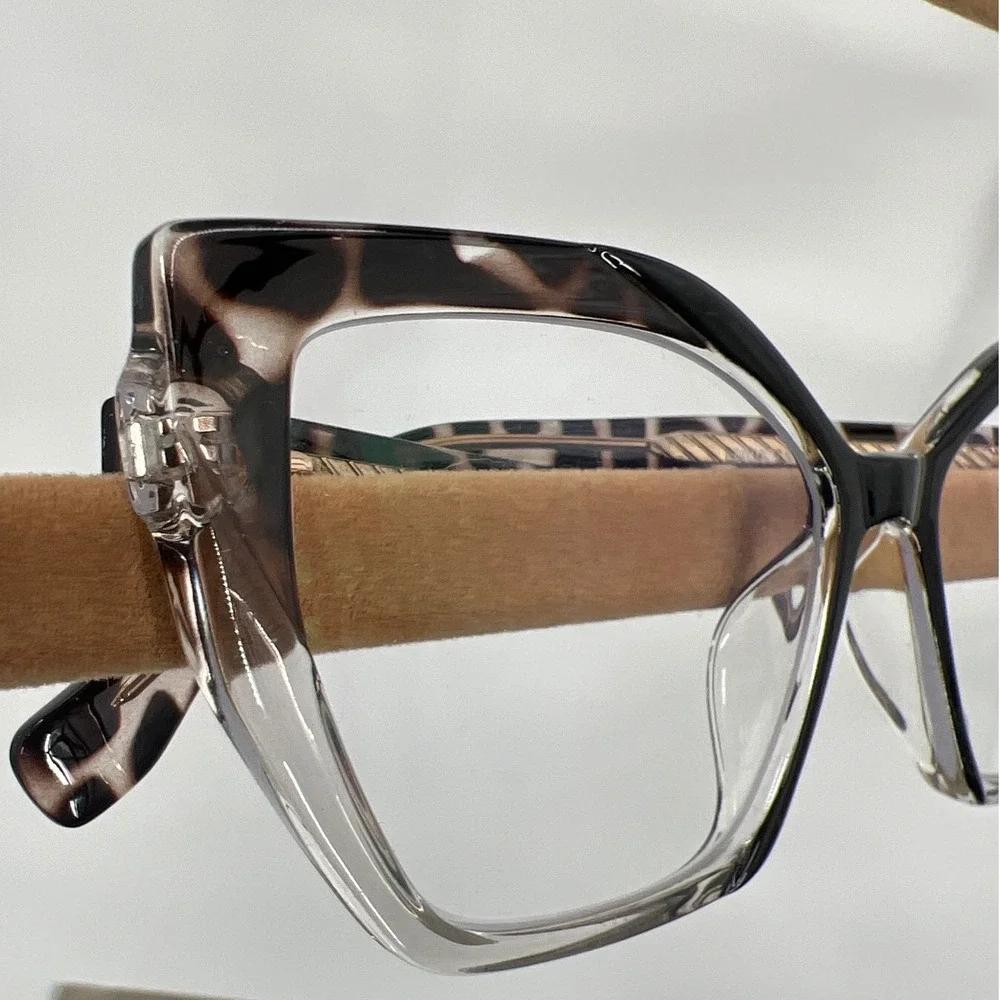 Womens Square Cat Eye Tortoise Shell Eyeglass Frames 57 17 147 Oversize Flex Arm